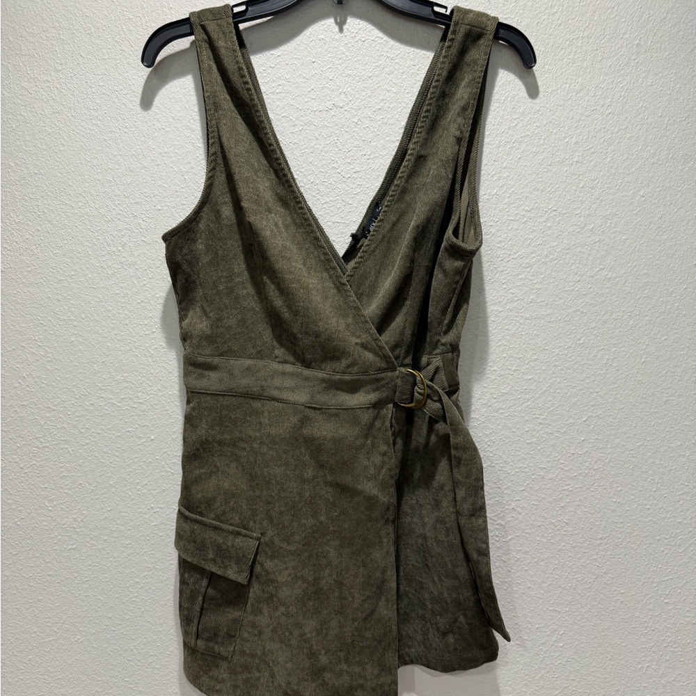 Elegant Olive Sleeveless Wrap romper